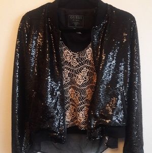 Sparkly sequin black bomber jacket